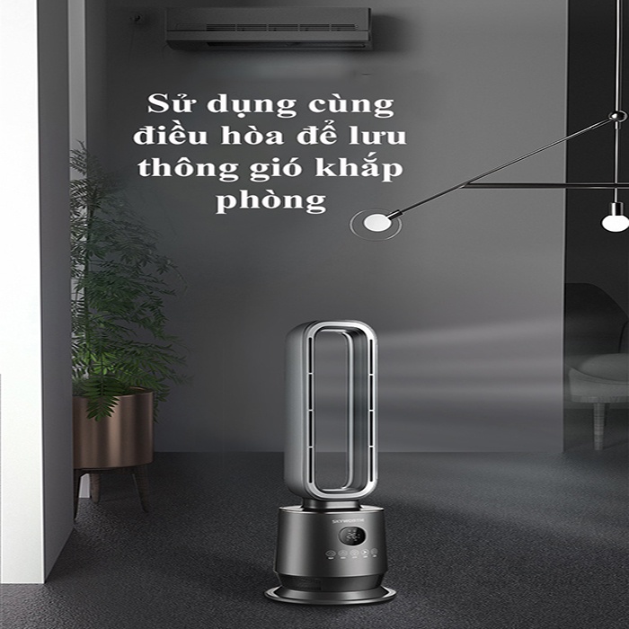 Quạt không cánh SKYWORTH tự ngắt khi nghiêng, có điều khiển từ xa phù hợp cho gia đình có trẻ nhỏ - Bảo hành 12 tháng