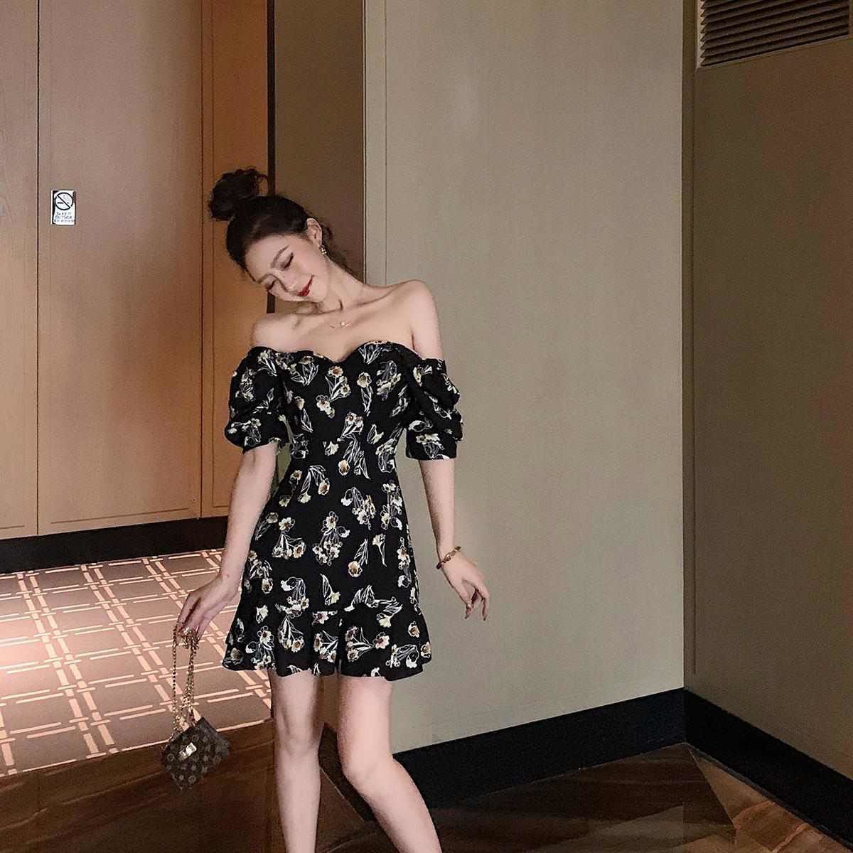 Đầm Nữ Ngắn Tay Cổ Tròn In Hoa Thời Trang | BigBuy360 - bigbuy360.vn