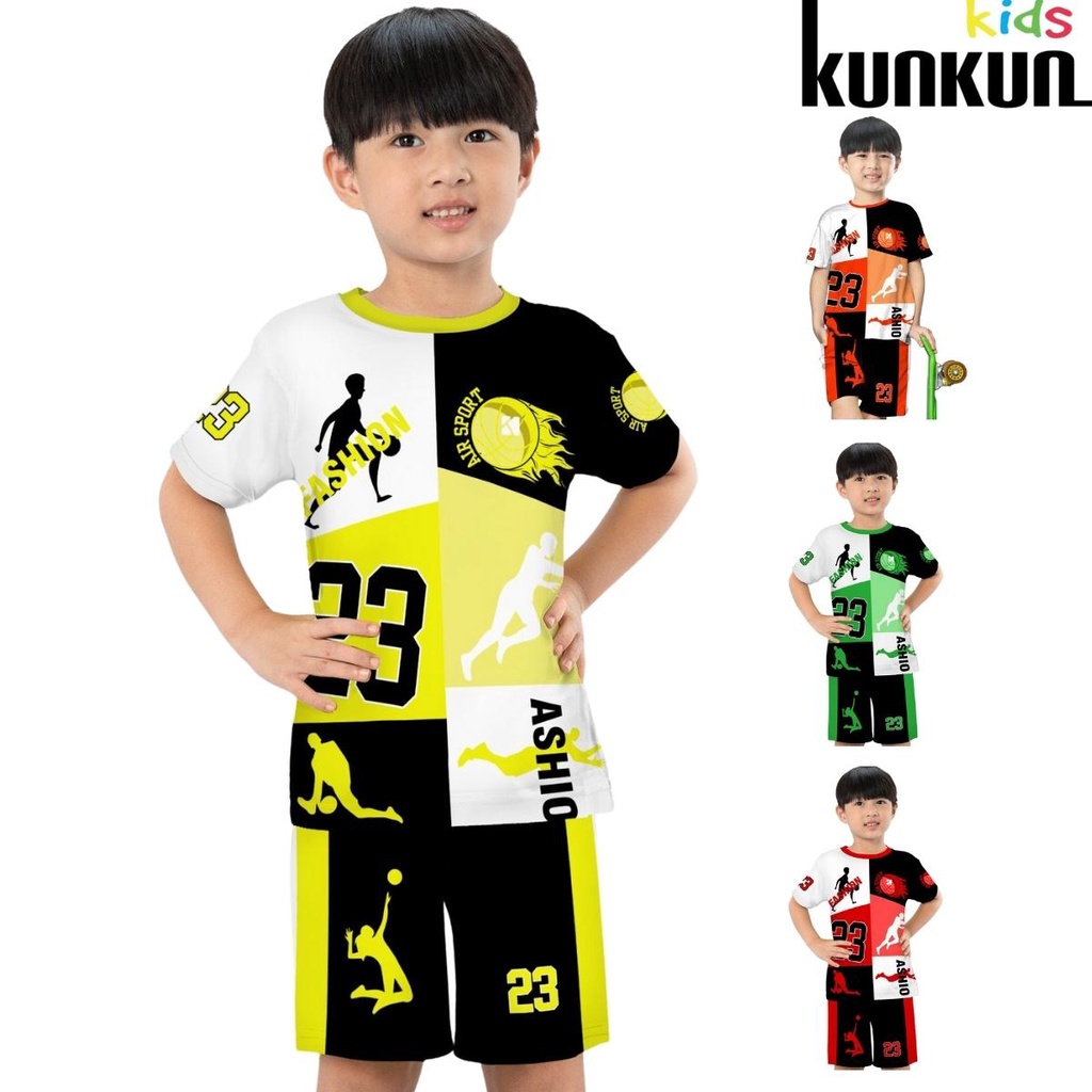 Bộ thể thao bé trai chất thun lạnh hình số 23 size đại từ 10-65kg KUNKUN KID TT008