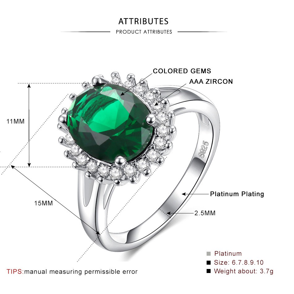 Nhẫn Đính Đá Zircon Xanh Lá Cây