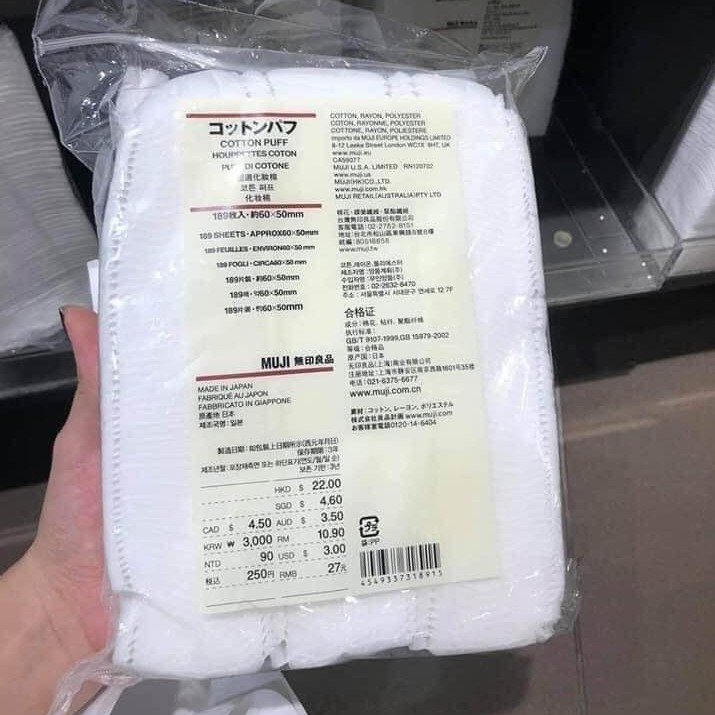 Bông Tẩy Trang Muji Cotton Nhật Bản - Bông Tẩy Trang Hữu Cơ 189 Miếng