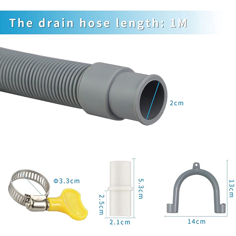 Bộ Ống Thoát Nước Nối Dài 1M Kèm Giá Đỡ Và Kẹp Ống Thoát Nước Cho Máy Giặt