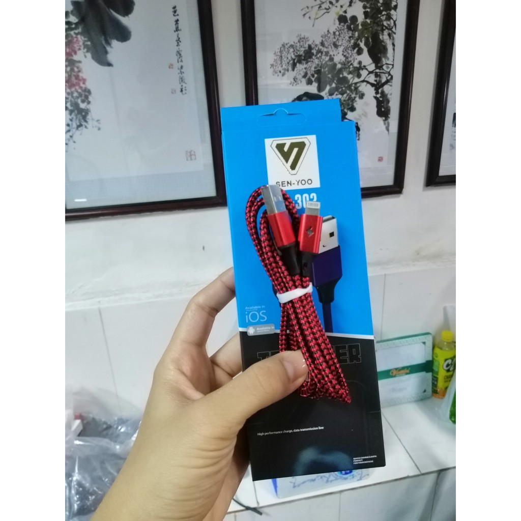 Cáp sạc iPhone và Android SENYOO có ĐÈN BÁO, cáp sạc nhanh 2.1A, Cáp truyền dữ liệu, Dài 1 mét -Bảo hành 3 tháng