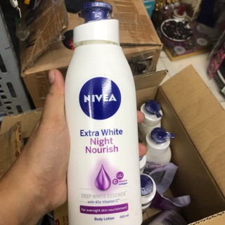 Dưỡng thể trắng da toàn thân Nivea extra White night nourth 350ml body Lotion