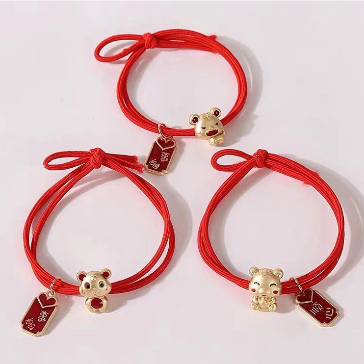 Lắc tay chỉ đỏ cầu may mắn công việc, học tập, tình duyên làm dây cột tóc hình hổ cute đẹp rẻ | BigBuy360 - bigbuy360.vn