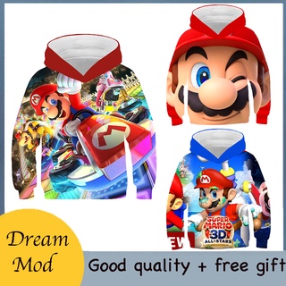 Áo hoodie in họa tiết game super mario dành cho bé trai và bé gái