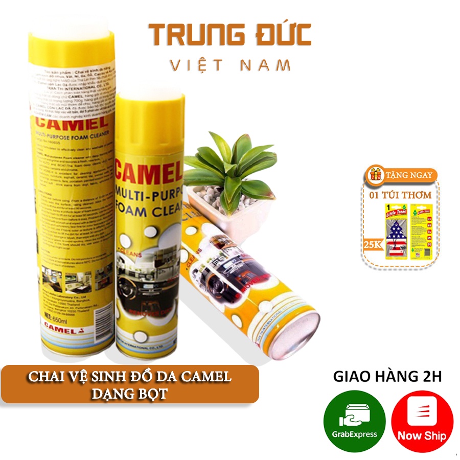 Chai xịt tẩy vệ sinh nội thất ô tô TRUNGDUCVN Foam Cleaner Camel dạng bọt làm sạch ghế da, trần nỉ ô tô