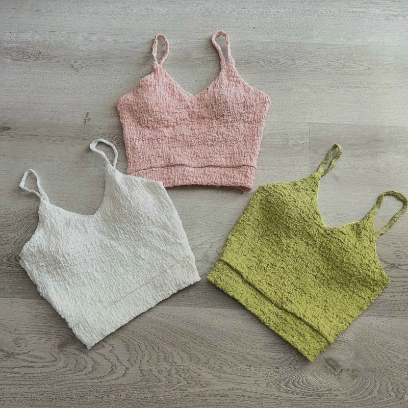 Áo croptop 2 dây vải xốp màu nhẹ nhàng