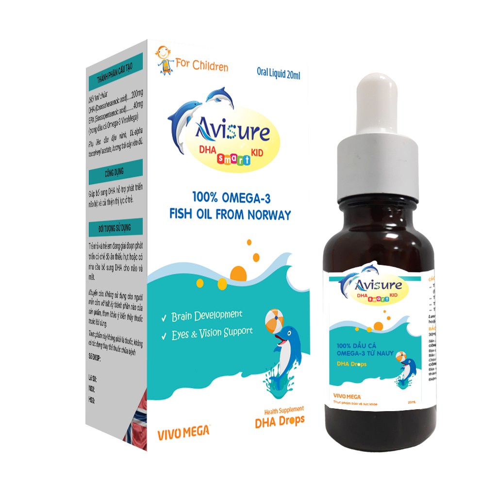 Avisure DHA Smart Kid 20ml - DHA hỗ trợ phát triển trí não và cải thiện thị lực cho bé
