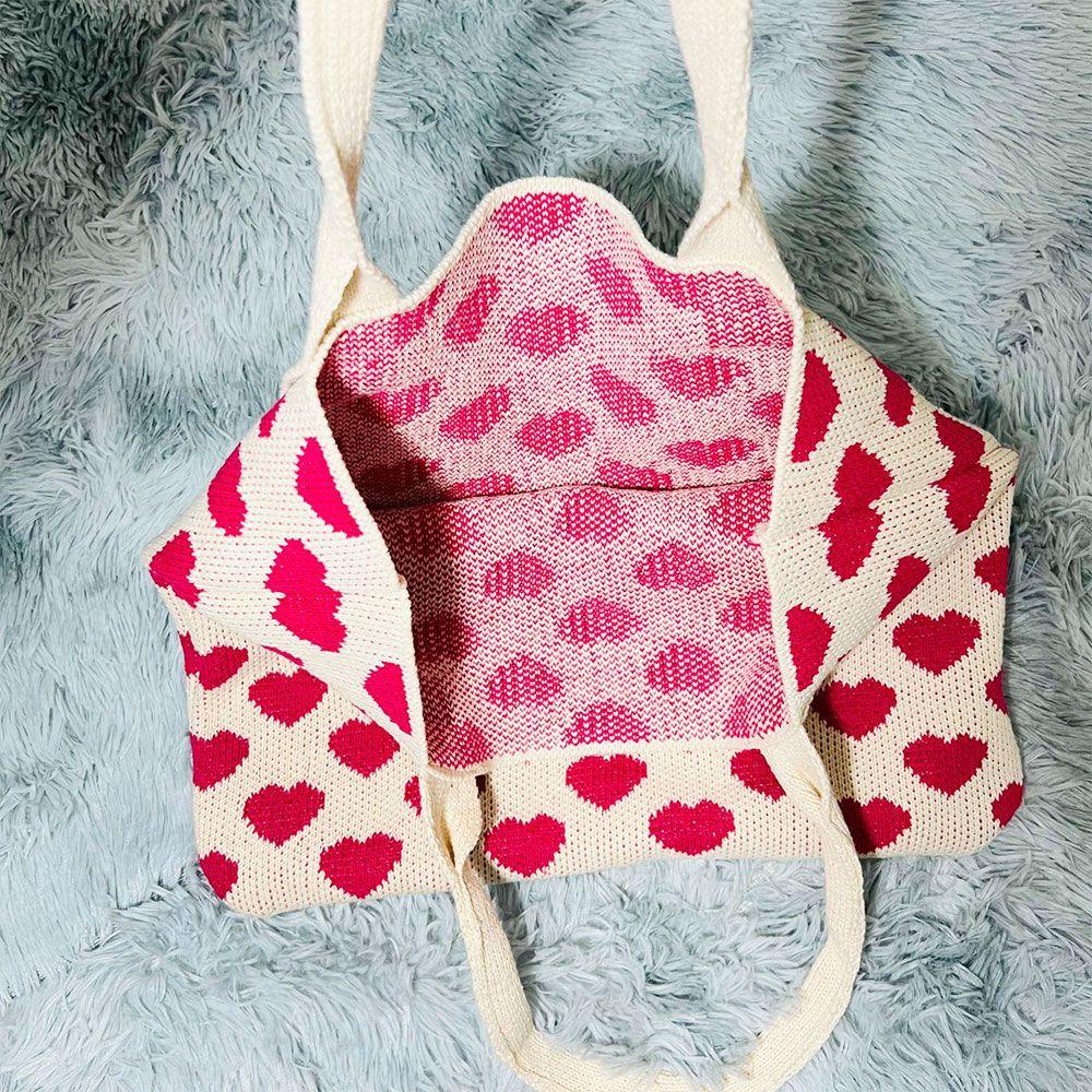 Túi Đeo Vai Đan Len Sức Chứa Lớn Màu Cầu Vồng Phong Cách Boho Thời Trang Cho Nữ