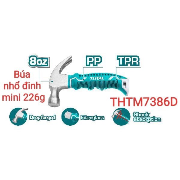 BÚA NHỔ ĐINH MINI TOTAL 226G THTM7386D