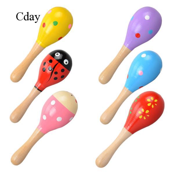 6x Wooden Maracas Rattle Shaker Baby Child Sound Musical Toys Early Learning Toy