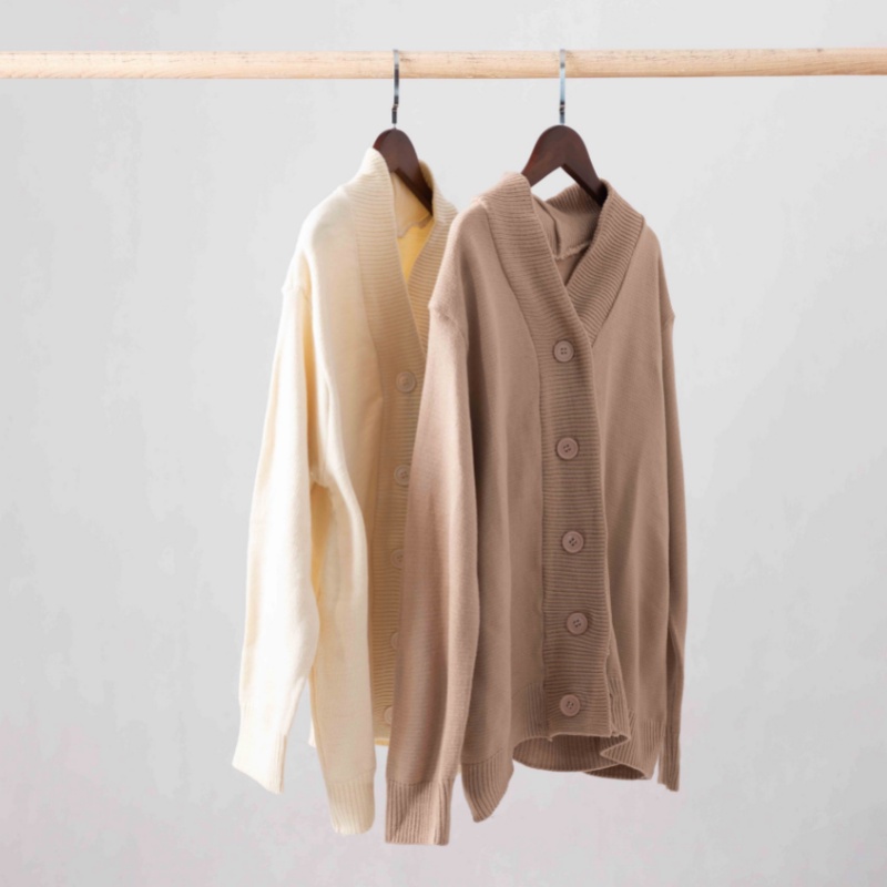 Áo khoác cardigan len nữ cổ tim V phối cùng váy dạ dệt kim phong cách ulzzang Hàn quốc MSP501 | BigBuy360 - bigbuy360.vn