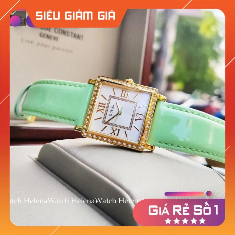 [New 2021] Đồng Hồ Nữ Guess W0829l9 dây da xanh , mặt vuông size 28mm Full Box ⚜️Hàng Authentic⚜️