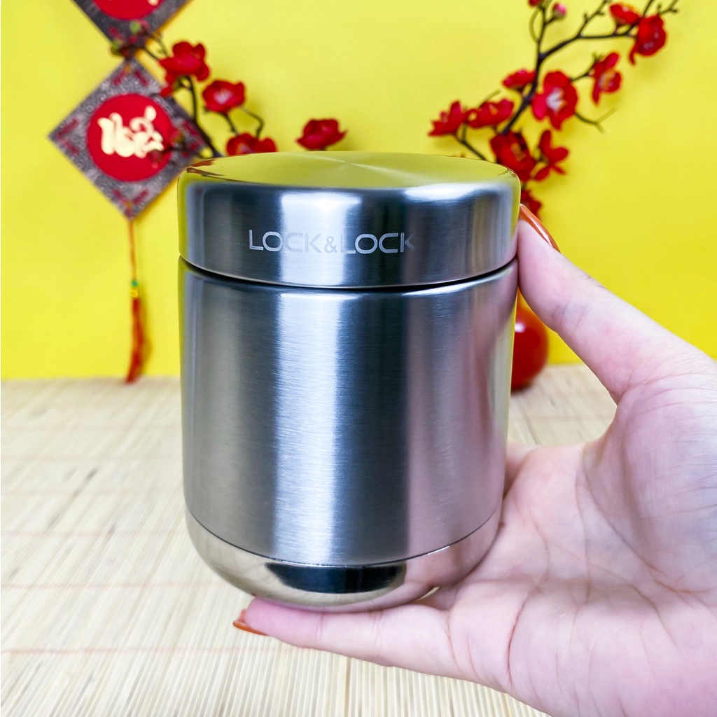 Bộ hộp cơm giữ nhiệt lock&amp;lock LHC8015 inox 304, gồm 3 hộp bằng inox kèm đũa và túi giữ nhiệt