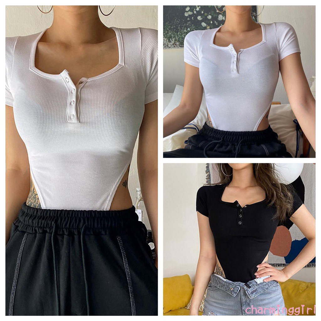 Romper cổ vuông tay ngắn thời trang hè gợi cảm cho nữ