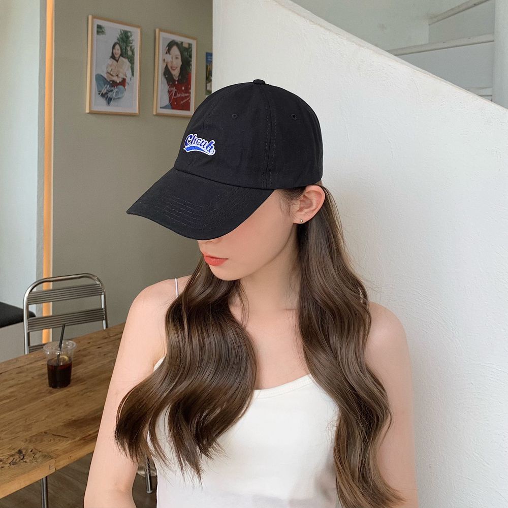 Mũ lưỡi trai vành cong mềm thêu họa tiết chữ phong cách Hàn Quốc cho nam nữ