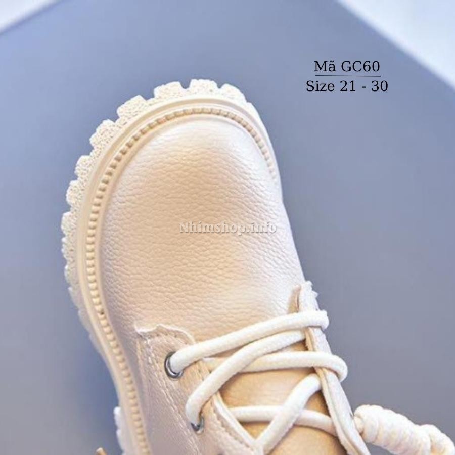 Giày cao cổ cho bé trai bé gái - Bốt cho bé 1 2 3 4 5 tuổi màu trắng kem da mềm lót nỉ khỏe khoắn và năng động GC60