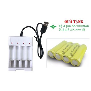 Sạc Pin AA và AAA tặng kèm 4 pin tiểu sạc AAA Ni-cd 700mAh dùng cho đồng hồ treo tường, đồ chơi trẻ em, chuột máy tính
