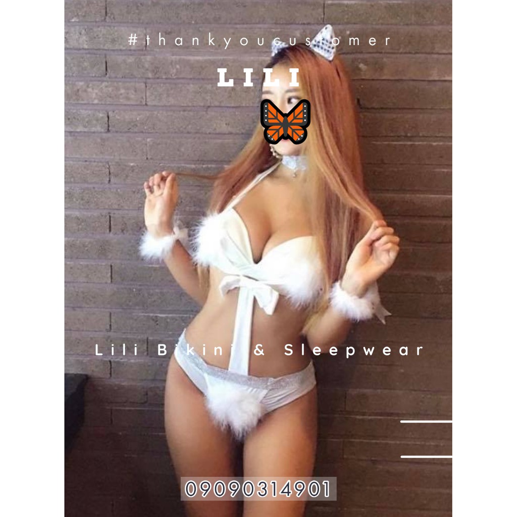 Cosplay hồ ly trắng, mèo trắng vô cùng gợi cảm sexy full phụ kiện như hình hóa trang Noel, Giáng Sinh, cáo tuyết