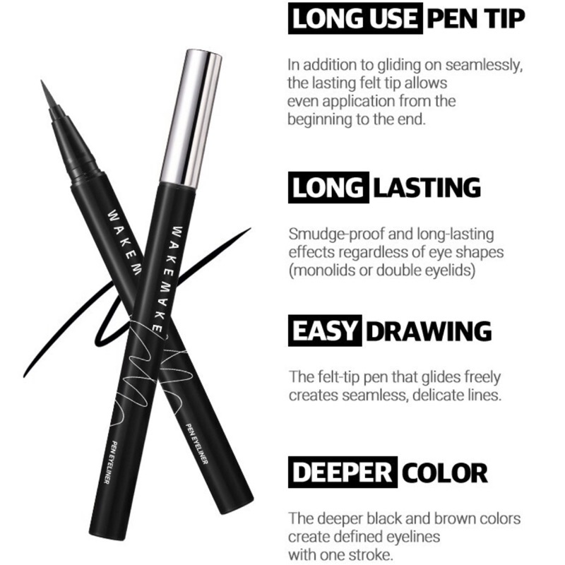 WAKEMAKE - Any Proof Pen Eyeliner “03 Dark Brown”  | bút kẻ mắt nước màu nâu đen