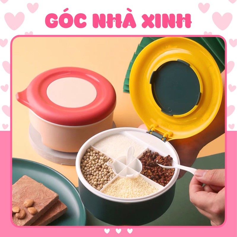 Hộp Đựng Gia Vị 4 Ngăn Tiện Lợi (loại tròn) | BigBuy360 - bigbuy360.vn