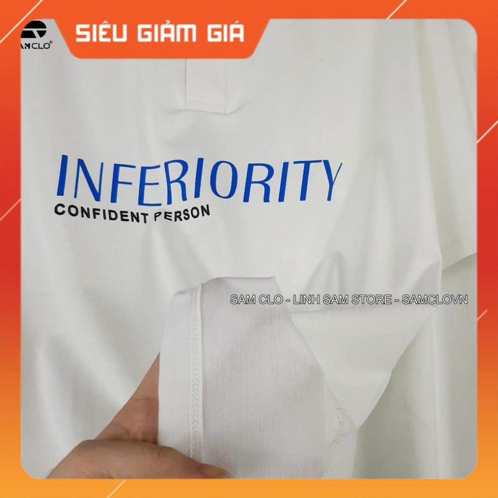 Áo POLO nữ tay lỡ SAM CLO thun freesize form rộng dáng Unisex - mặc cặp, nhóm, lớp in chữ INFERIORITY