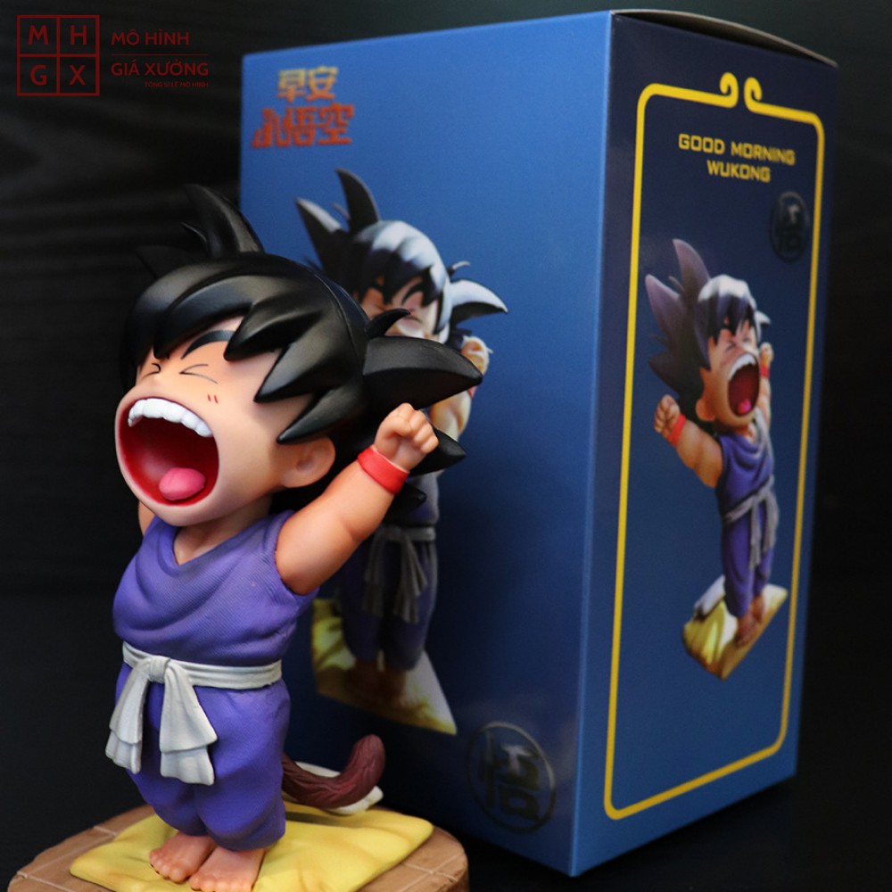 Siêu dễ thương Mô Hình Son Goku Ngáp Ngủ ( 2 màu áo ) - Cao 14cm - Tượng Figure Songoku Dragonball