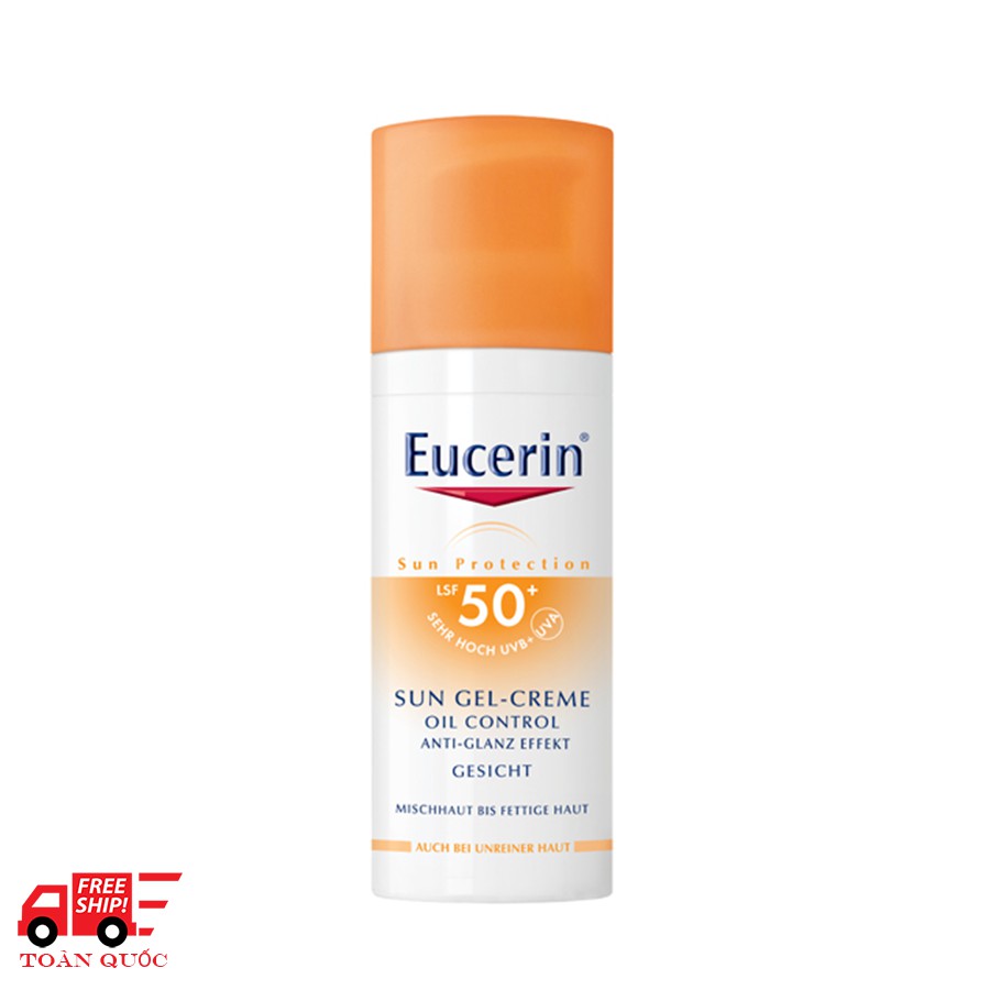 Kem Chống nắng SPF 50+ danh cho da mụn, bị mụn trứng cá Eucerin Sun Gel-Creme oil control Dry Touch SPF50+