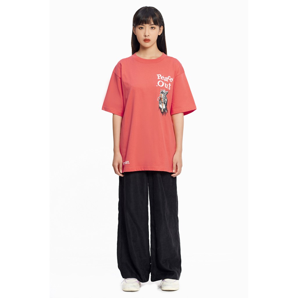 Áo thun 5THEWAY màu hồng tay ngắn Peace Out New Tee in Geogria Peach