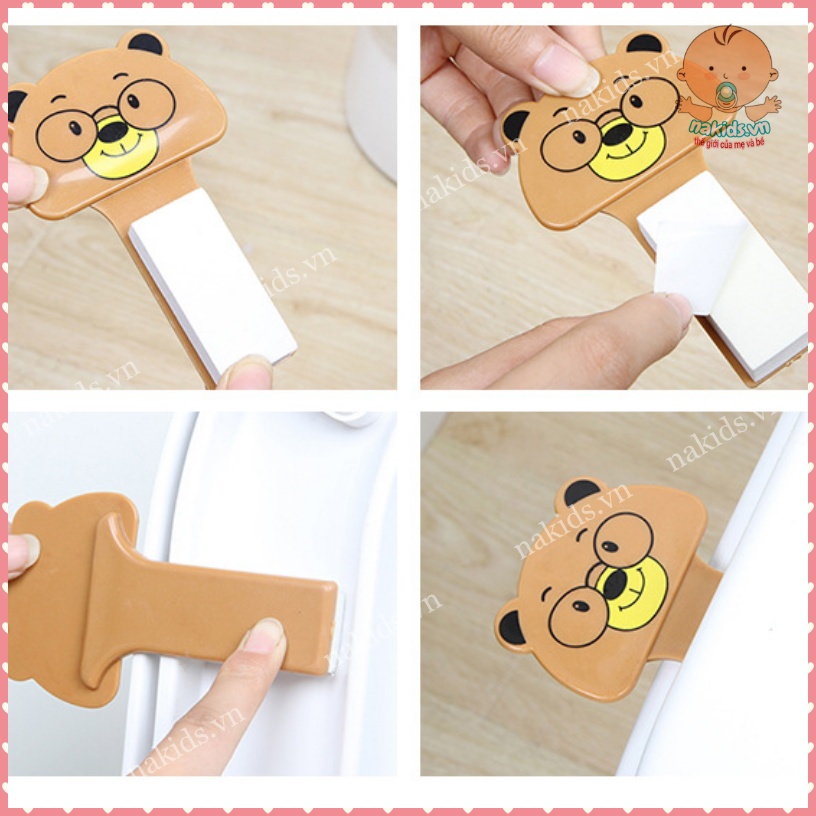 Miếng Nhựa Lật Nắp Bồn Cầu, Miếng Gạt Nắp WC Hình Thú Tránh Vi Khuẩn Tay