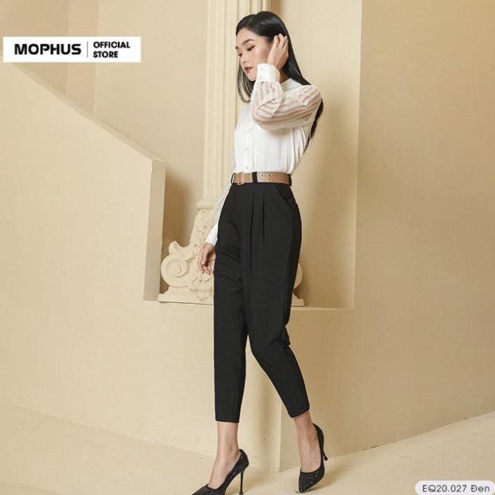 Quần baggy nữ Mophus EQ20027 xếp li, quần tây ống suông vải co dãn thời trang công sở cao cấp  ྇