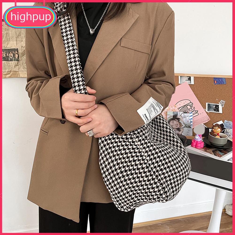 Túi Tote Đeo Vai Hoạ Tiết Sọc Ca-Rô Phong Cách Vintage