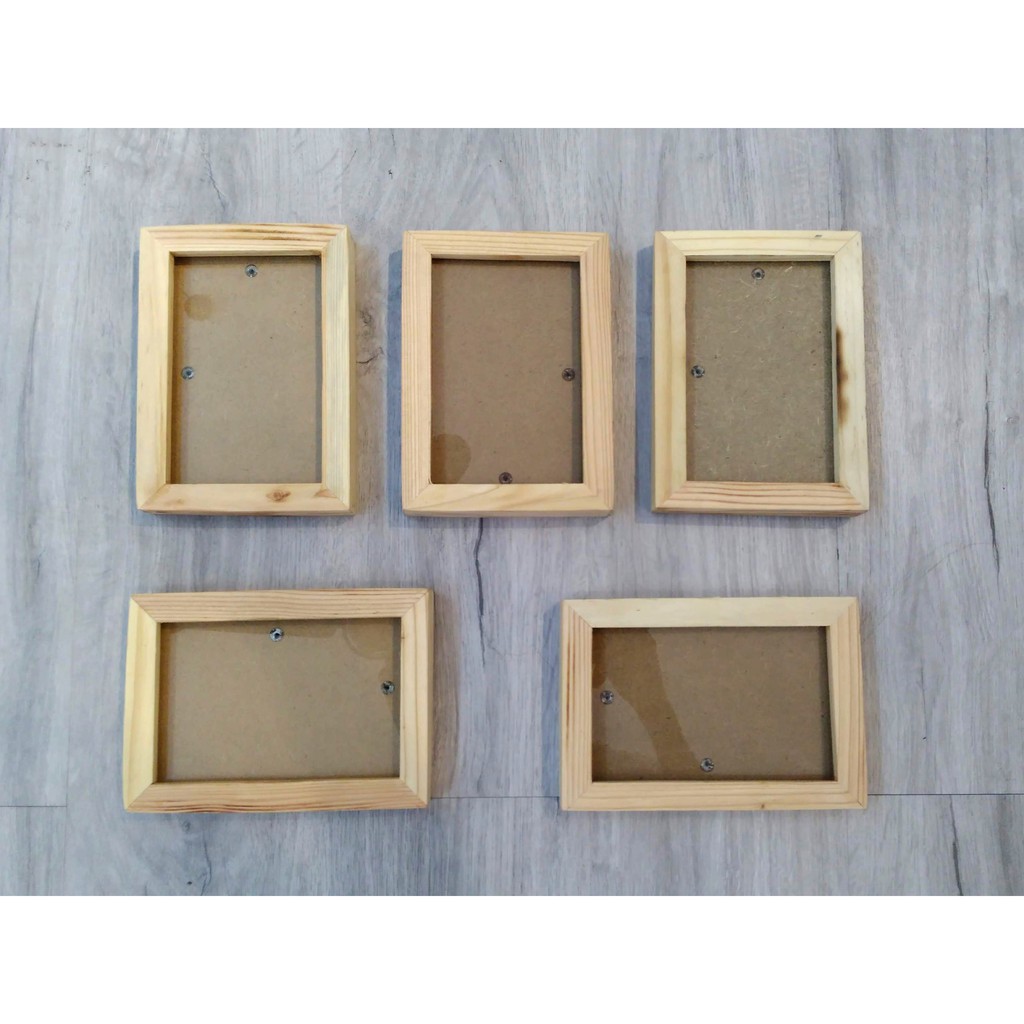 Bộ 05 Khung ảnh A6 10x15 - Khung hình gỗ thông mặt kính - Khung ảnh đẹp để bàn Picture Frames Tiệm Khung PT