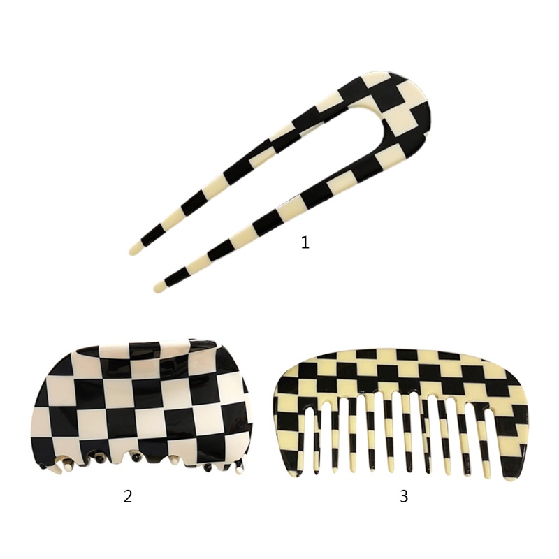 Lược Cài Tóc Đuôi Ngựa Màu Trắng Đen Phong Cách Vintage Hàn Quốc