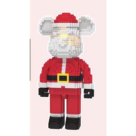 Đồ chơi Mô hình lắp ráp le go gấu Bearbrick ông già Noel 35cm trưng bày trang trí 3D CỰC HOT có đèn led