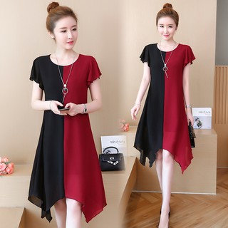 Đầm big size quảng châu voan suông 2 màu tay cánh tiên  D29