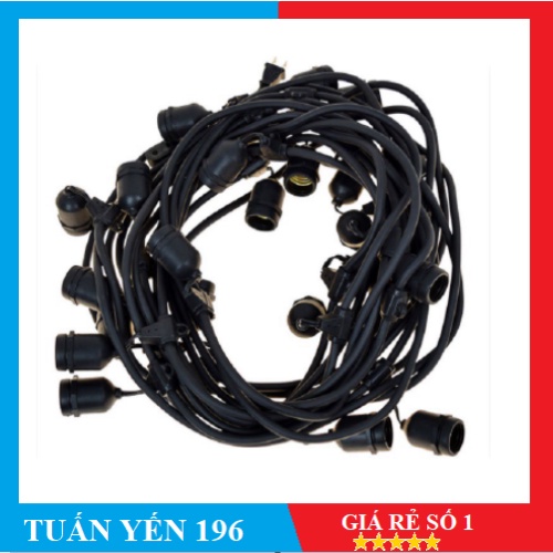 Bộ đuôi đèn liên dây 10m 20 đuôi E27 trang trí ngoài trời