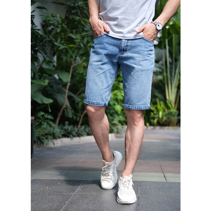 Quần Short Jean Nam Ống Rộng H90 Chất Bò Dày Không Co Giãn Form Regular Thoải Mái Năng Động MSTJ011