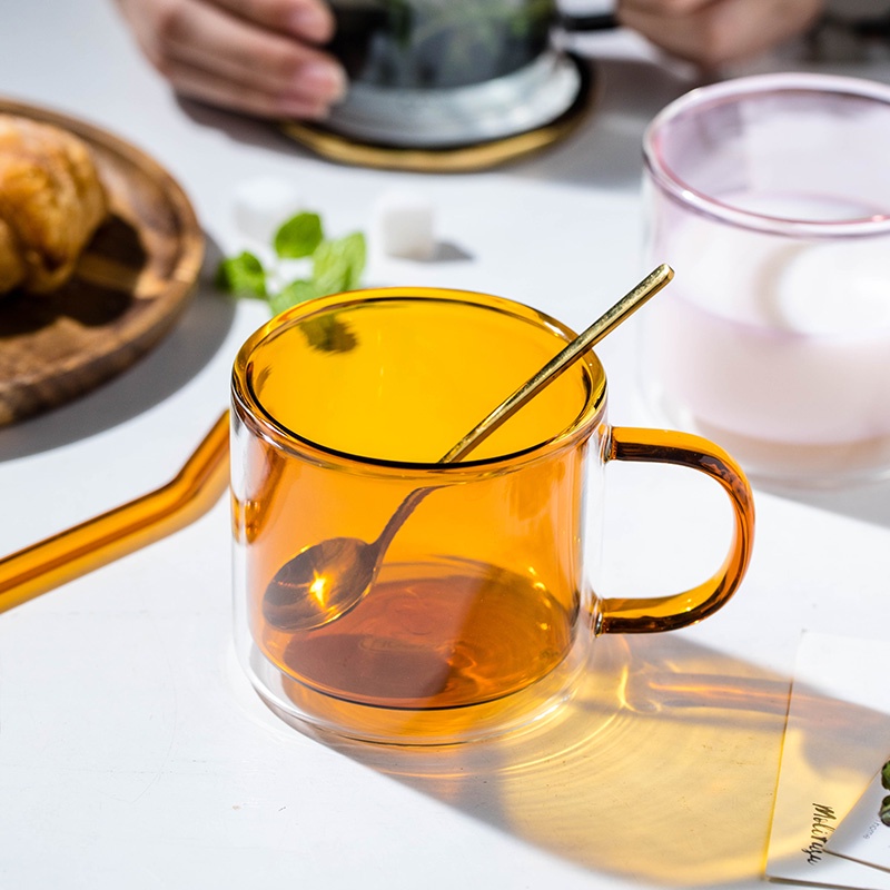 Cốc cà phê thủy tinh hai màu