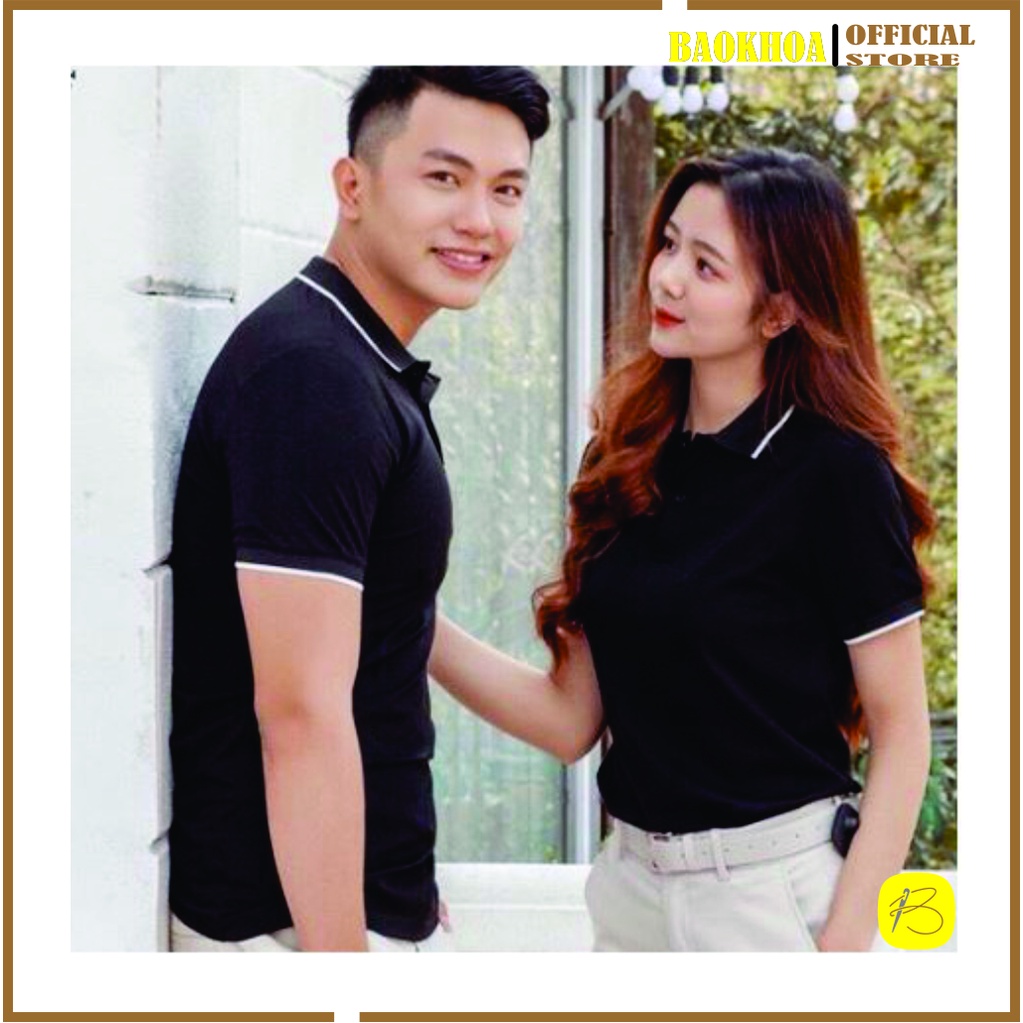 Áo Thun polo Cá Sấu poly Mè,Vải mềm Nhẹ thoáng mát cổ bẻ Đen, trắng  Đồng Phục  BAOKHOA_OFFICIAL đủ size từ 50kg-85kg.