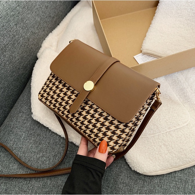 Túi đeo chéo nữ họa tiết caro hai ngăn thời trang BAG U CARO2N