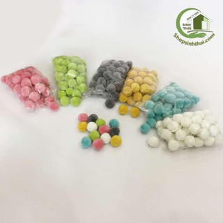 Ba cục bông len tròn 3cm - màu trắng