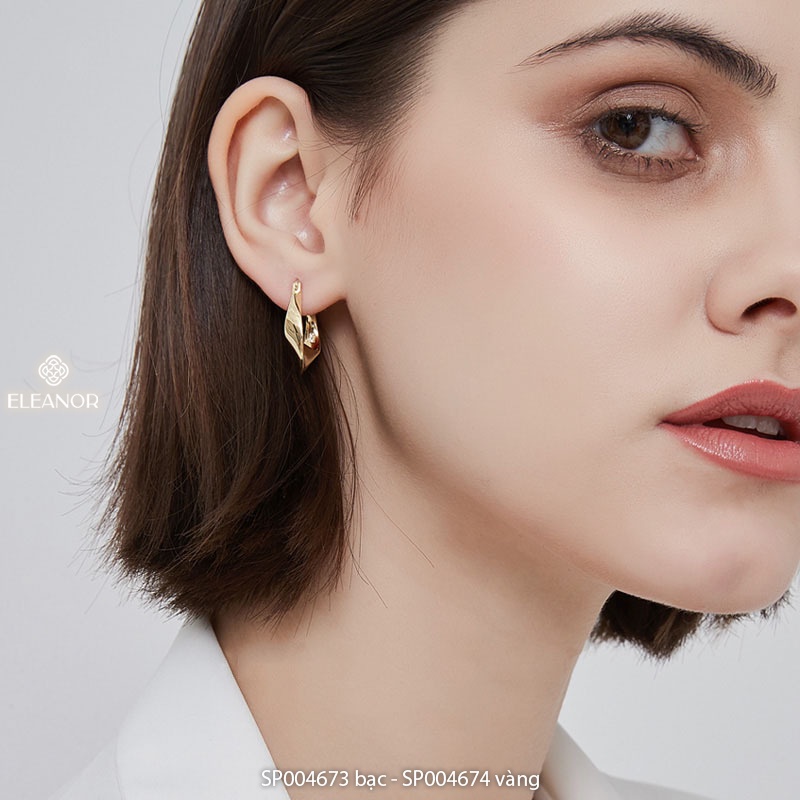 Bông tai nữ chuôi bạc 925 Eleanor Accessories hình cung xoắn dáng bassic phụ kiện trang sức 4673