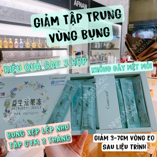 Thạch giảm mỡ bụng Gonlon carat Trang Lemo hộp 10 gói sẵn hàng