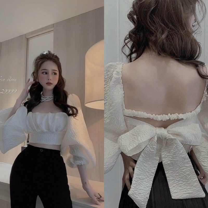 ÁO TIỂU THƯ TAY PHỒNG CỘT NƠ CÓ MOD NGỰC M44