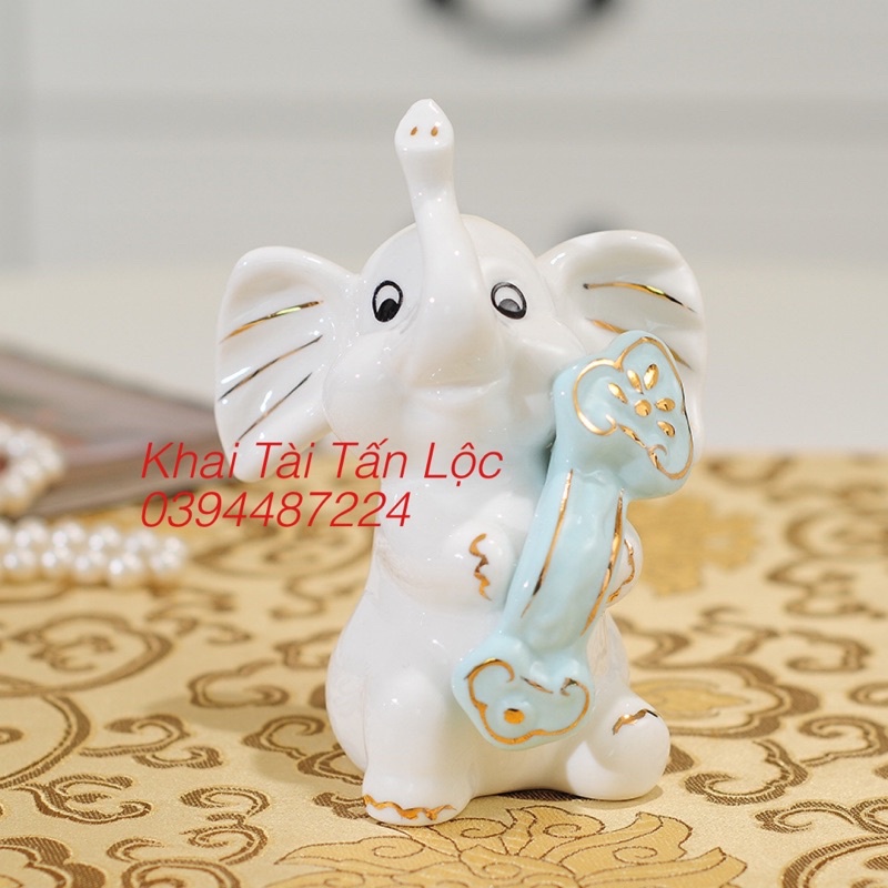 Bộ 3 tượng voi gốm sứ tài Lộc như ý