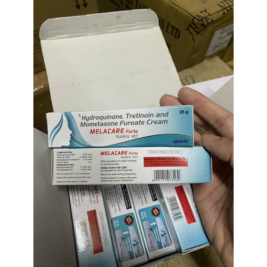 Melacare Ấn Màu Xanh (20g) Kem Giảm Nám, Làm Trắng Sáng Da, 4% Hydroquine &amp; 0.025% Tretinoin