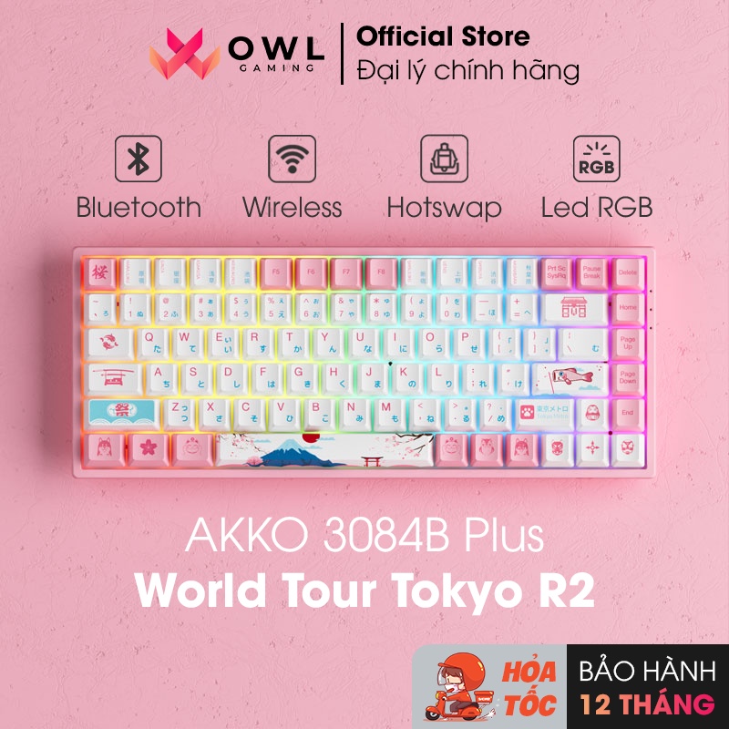 Bàn phím cơ AKKO 3084B Plus World Tour Tokyo R2 (Bluetooth / Wireless / Hotswap / Foam tiêu âm / AKKO CS Jelly sw)