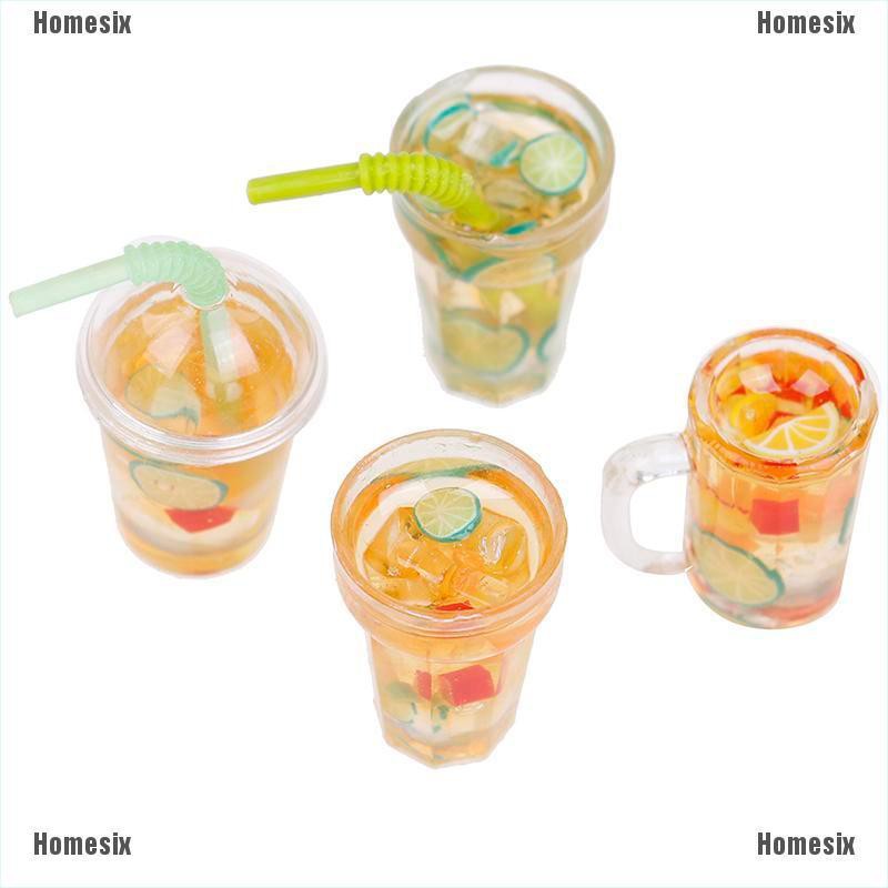 [HoMSI] 1Pcs 1:12 Dollhouse mini resin fruit tea cup simulation drinks model toy SUU